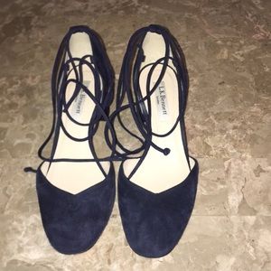 L.K. Bennett Lali suede block pumps